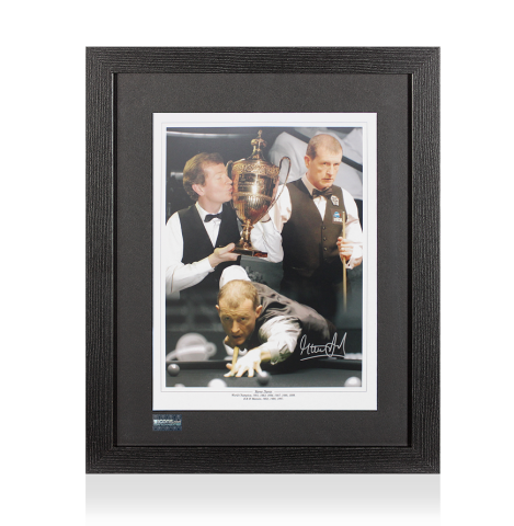Steve Davis Signed Montage In Black Wooden Frame