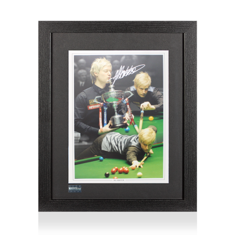 Neil Robertson Signed Montage In Black Wooden Frame