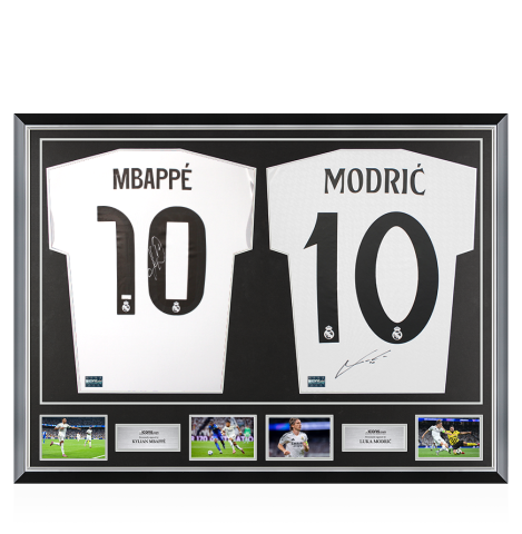 Kylian Mbappe & Luka Modric Signed Real Madrid CF Shirts In Classic Dual Frame