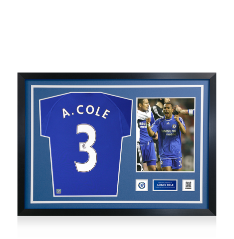 Ashley Cole Official Chelsea FC Signed and Framed Chelsea 2000 Home Shirt