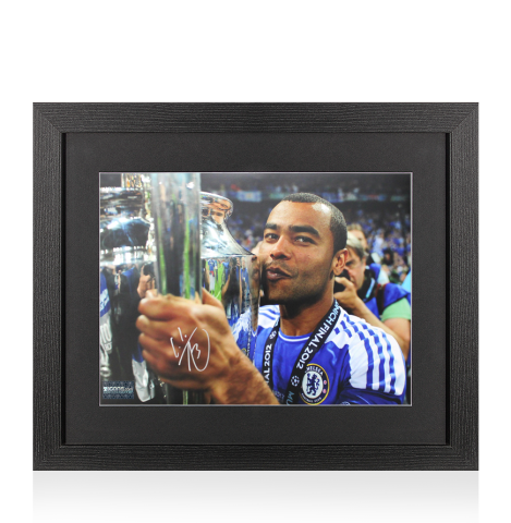 Ashley Cole Signed Chelsea Photo In Black Wooden Frame: UEFA Champions League Winner