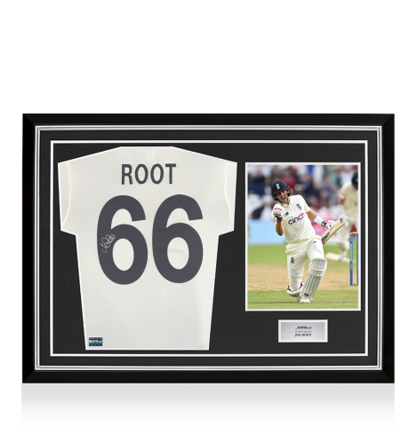 Joe Root Back Signed England 2025 Cricket Shirt In Hero Frame: Option 1