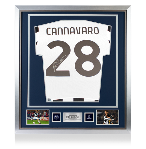 Fabio Cannavaro Official UEFA Champions League Back Signed and Framed Juventus 2024- 25 Home Shirt Fabio Cannavaro Official UEFA Champions League Back Signed and Framed Juventus 2024- 25 Home Shirt