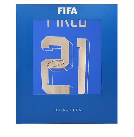 Andrea Pirlo Official FIFA World Cup™ Back Signed Italy 2024-25 Home Shirt In Deluxe Packaging Andrea Pirlo Official FIFA World Cup™ Back Signed Italy 2024-25 Home Shirt In Deluxe Packaging