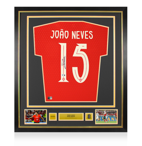 Joao Neves Official 2026 FIFA World Cup™ Back Signed and Framed Portugal 2025 Home Shirt Joao Neves Official 2026 FIFA World Cup™ Back Signed and Framed Portugal 2025 Home Shirt