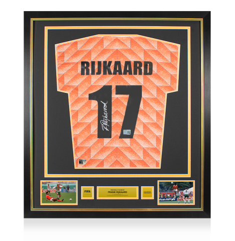 Frank Rijkaard Official FIFA World Cup™ Back Signed and Framed Netherlands 1988 Home Shirt - Gold Bundle