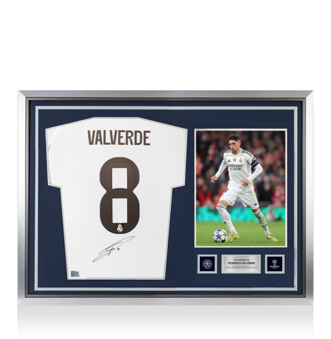 Federico Valverde Official UEFA Champions League Autographed and Hero Framed Real Madrid CF 2025-26 Home Jersey Federico Valverde Official UEFA Champions League Autographed and Hero Framed Real Madrid CF 2025-26 Home Jersey