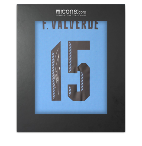Federico Valverde Autographed Uruguay 2025 Home Jersey In Deluxe Packaging