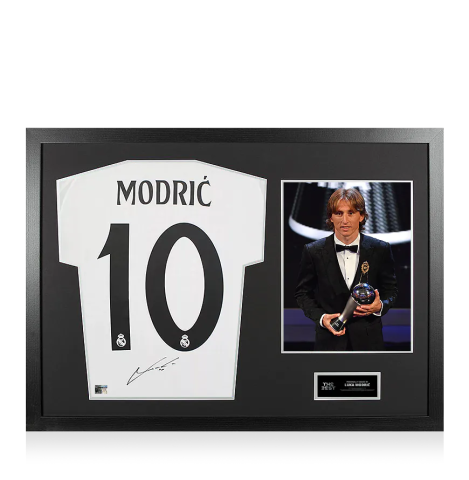 Luka Modric Official The Best FIFA Football Awards™ Back Signed and Framed Real Madrid 2024-25 Home Shirt: 2018 Winner