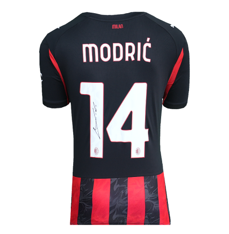 Luka Modric Back Signed AC Milan 2025-26 Home Shirt In Deluxe Packaging Luka Modric Back Signed AC Milan 2025-26 Home Shirt In Deluxe Packaging