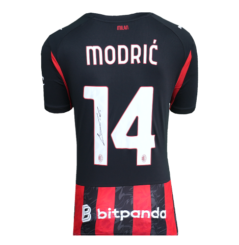 Luka Modric Back Signed AC Milan 2025-26 Home Shirt In Deluxe Packaging