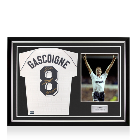 Paul Gascoigne Back Signed Tottenham Hotspur 1991 Home Shirt In Hero Frame: Option 1