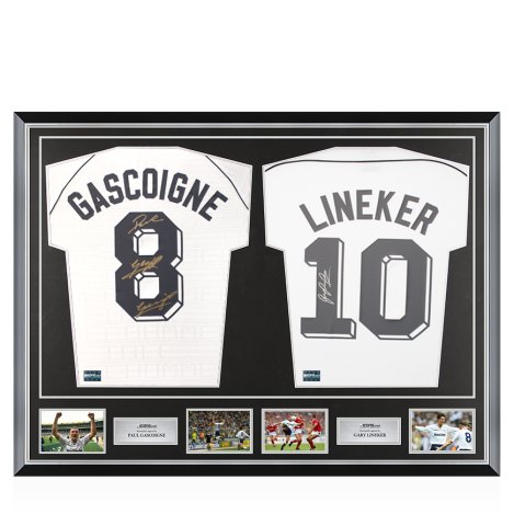 Paul Gascoigne & Gary Lineker Signed Tottenham Hotspur Shirts In Classic Dual Frame