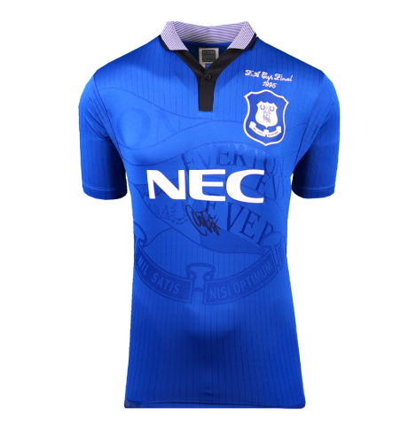 Duncan Ferguson Front Signed Everton 1995 FA Cup Final Shirt In Deluxe Packaging