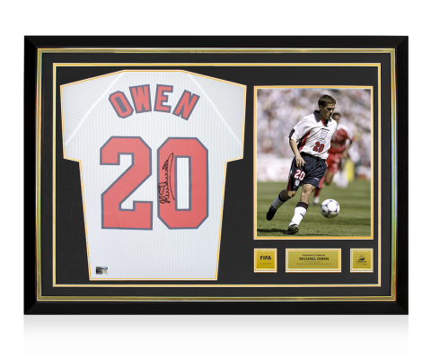 Michael Owen Official 1998 FIFA World Cup™ Back Signed and Hero Framed England 1998 Home Shirt