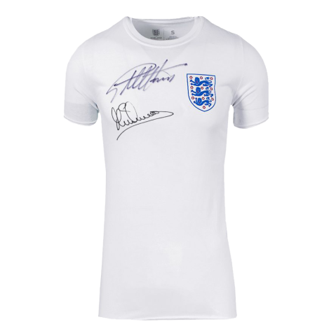 Sir Geoff Hurst & Michael Owen Dual Signed England T-Shirt In Deluxe Packaging