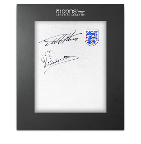 Sir Geoff Hurst & Michael Owen Dual Signed England T-Shirt In Deluxe Packaging