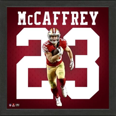 UNSIGNED Christian McCaffrey San Francisco 49ers Impact Jersey Frame