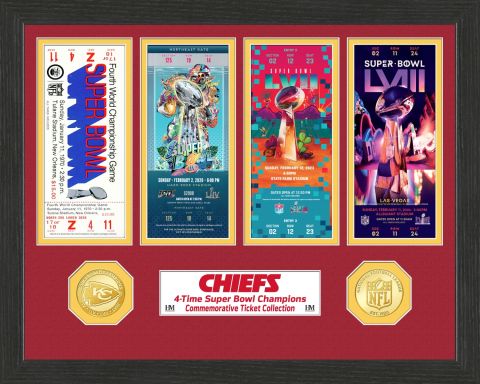 UNSIGNED Kansas City Chiefs Super Bowl Ticket Bronze Coin Frame