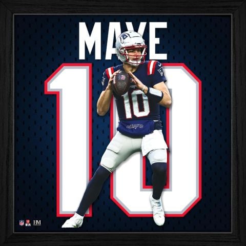 UNSIGNED Drake Maye New England Patriots Impact Jersey Frame