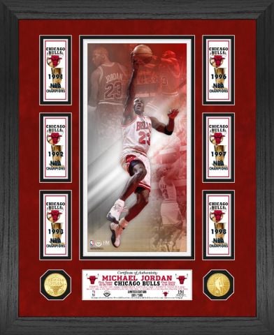 UNSIGNED Michael Jordan Chicago Bulls Six-Time NBA Finals Coin Frame UNSIGNED Michael Jordan Chicago Bulls Six-Time NBA Finals Coin Frame