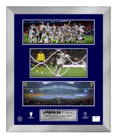 UNSIGNED 2024 UEFA Champions League Match Used and Framed Goal Net - Borussia Dortmund vs Real Madrid