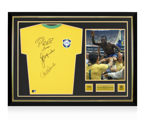Multi-Signed Official 1970 FIFA World Cup™ Front Signed and Hero Framed Brazil Home Shirt Multi-Signed Official 1970 FIFA World Cup™ Front Signed and Hero Framed Brazil Home Shirt