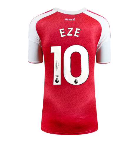 Eberechi Eze Back Signed Arsenal 2025-26 Home Shirt In Deluxe Packaging