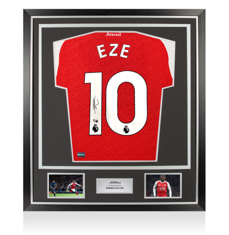 Eberechi Eze Back Signed Arsenal 2025-26 Home Shirt In Classic Frame