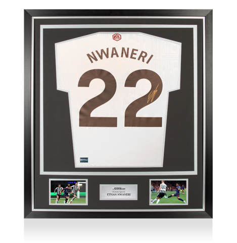 Ethan Nwaneri Back Signed Arsenal 2025-26 Third Shirt In Classic Frame
