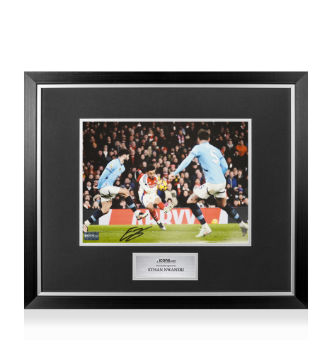 Ethan Nwaneri Signed Arsenal Photo In Premium Photo Frame: Goal vs Manchester City