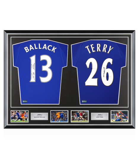 Michael Ballack & John Terry Signed Chelsea Shirts In Classic Dual Frame