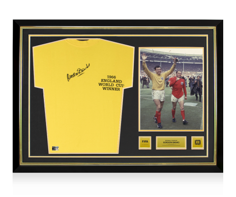 Gordon Banks Official 1966 FIFA World Cup™ Front Signed and Hero Framed England 1966 Goalkeeper Shirt