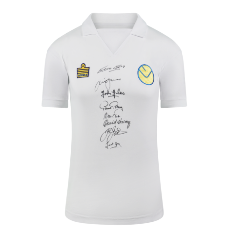 Leeds United Multi-Signed 1976 Home Shirt - Signed by 8 In Deluxe Packaging