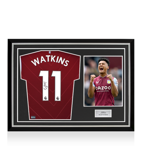 Ollie Watkins Back Signed Aston Villa 2022-23 Home Shirt In Hero Frame: Option 1
