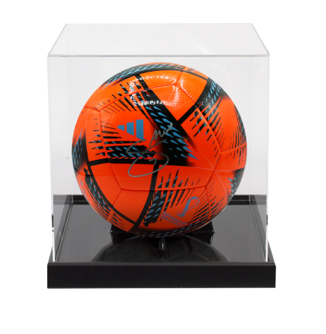 Bukayo Saka Signed 2022 FIFA World Cup Ball - Orange In Acrylic Case