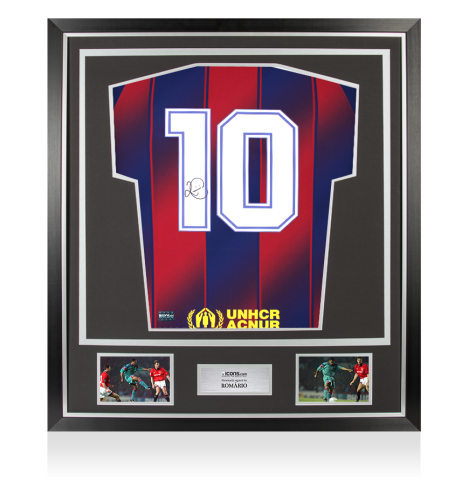 Romario Back Signed FC Barcelona 2025-26 Home Shirt In Classic Frame