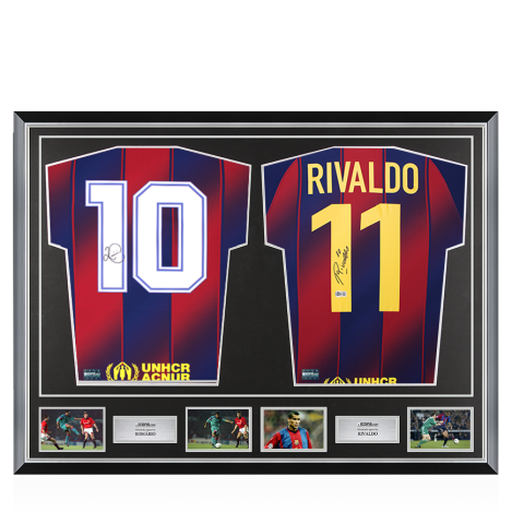 Romario & Rivaldo Signed FC Barcelona Shirts In Classic Dual Frame