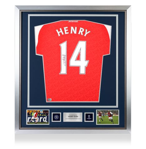 Thierry Henry Official UEFA Champions League Back Signed and Framed Arsenal 2025-26 Home Shirt Thierry Henry Official UEFA Champions League Back Signed and Framed Arsenal 2025-26 Home Shirt