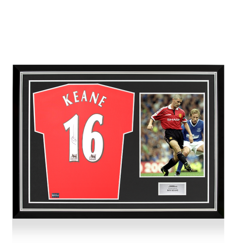 Roy Keane Back Signed Manchester United 1999 Premier League Home Shirt In Hero Frame: Option 1 Roy Keane Back Signed Manchester United 1999 Premier League Home Shirt In Hero Frame: Option 1