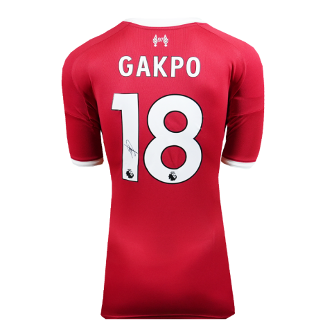 Cody Gakpo Back Signed Liverpool 2025-26 Home Shirt In Deluxe Packaging