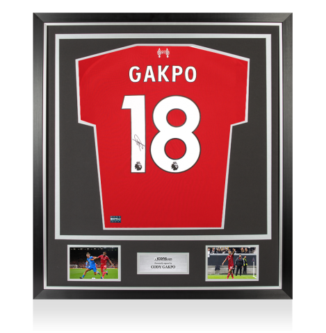 Cody Gakpo Back Signed Liverpool 2025-26 Home Shirt In Classic Frame