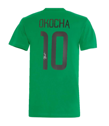 Jay-Jay Okocha Official FIFA World Cup™ Back Signed Nigeria T-Shirt In Deluxe Packaging Jay-Jay Okocha Official FIFA World Cup™ Back Signed Nigeria T-Shirt In Deluxe Packaging