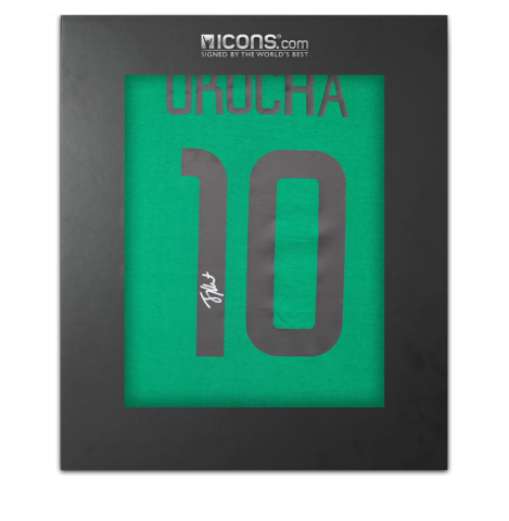 Jay-Jay Okocha Back Autographed Nigeria T-Shirt In Deluxe Packaging