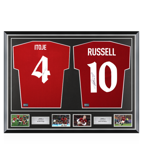 Maro Itoje & Finn Russell Signed British & Irish Lions Shirts In Classic Dual Frame