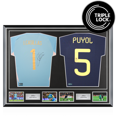 Iker Casillas & Carles Puyol Signed Spain Shirts In Classic Dual Frame