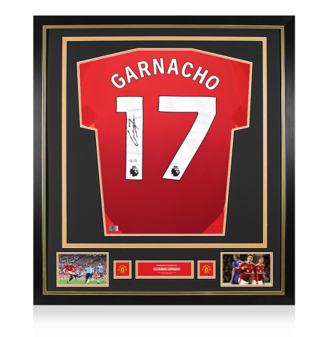 Alejandro Garnacho Official Manchester United Back Signed and Framed 2024-25 Home Shirt
