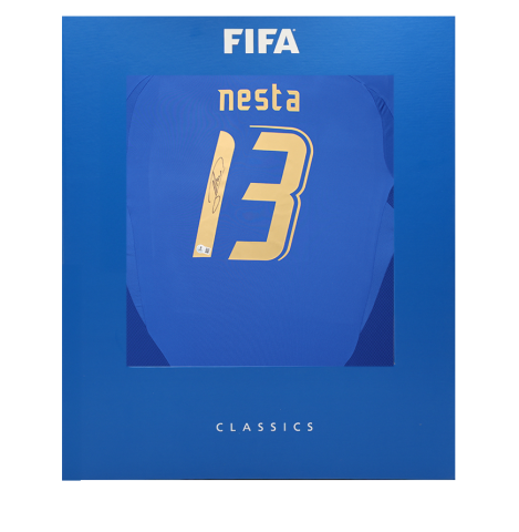 Alessandro Nesta Official FIFA World Cup™ Back Signed Italy 2024-25 Home Shirt In Deluxe Packaging