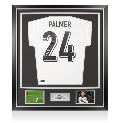 Cole Palmer Back Signed England 2024 Home Shirt In Classic Frame