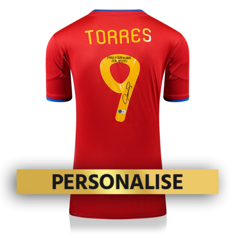 PRE-ORDER Fernando Torres Signed and Personally Dedicated Spain Home Shirt